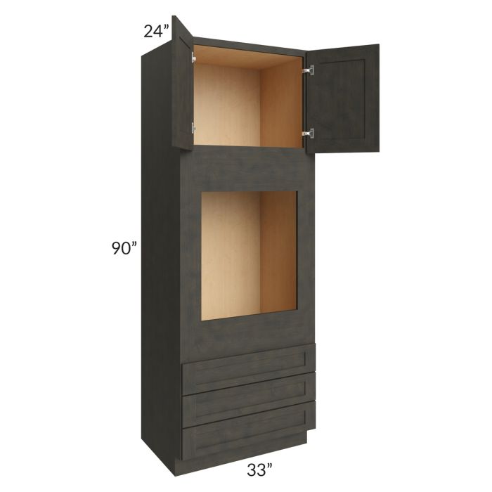 Charcoal Grey Shaker 33x90x24 Oven Cabinet