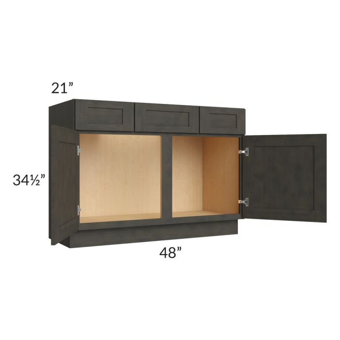 Charcoal Grey Shaker 48" Vanity Base Cabinet
