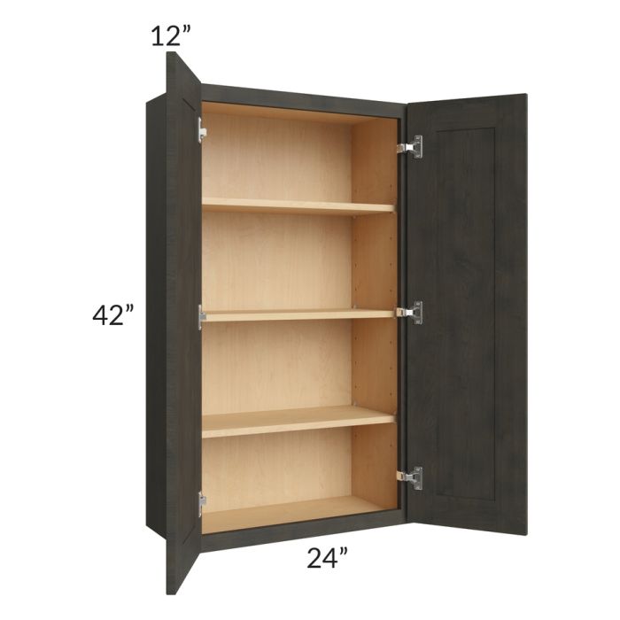 Charcoal Grey Shaker 24x42 Wall Cabinet
