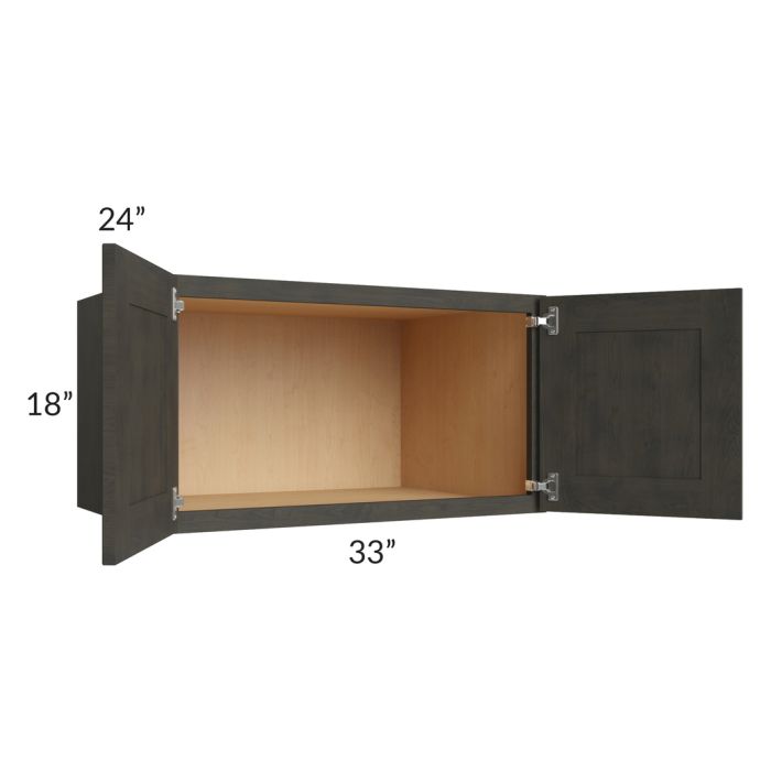 Charcoal Grey Shaker 33x18x24 Wall Cabinet