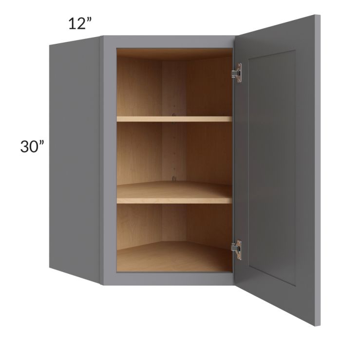 Grey Shaker 24x30 Wall Diagonal Corner Cabinet 