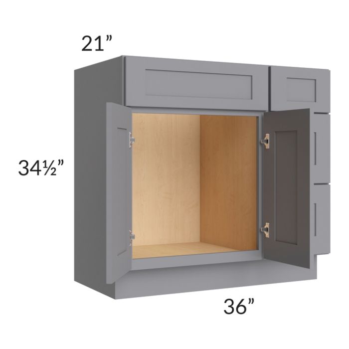 Grey Shaker 36" Vanity Base Cabinet