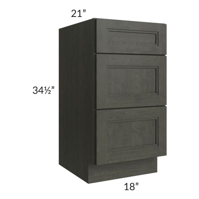 Charlotte Dark Grey 18" Vanity 3-Drawer Base Cabinet