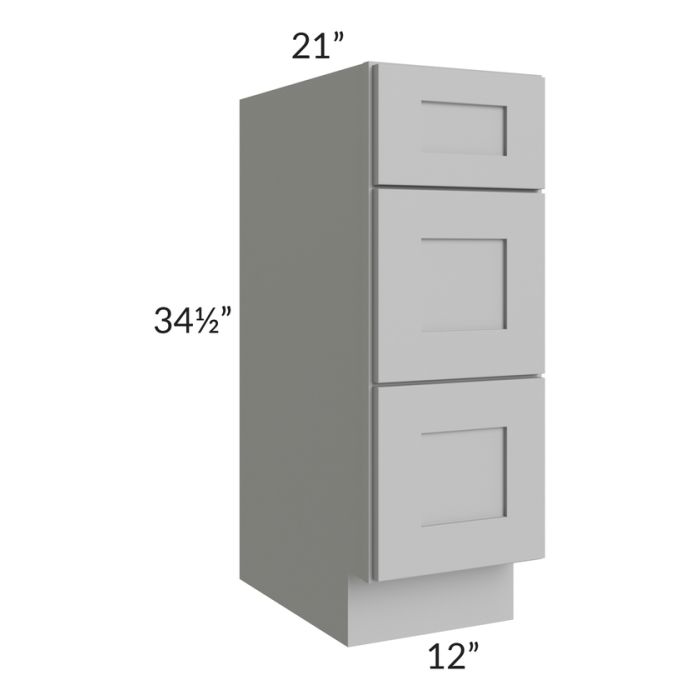 Dove Grey Shaker 12" Drawer Base Bathroom Vanity Cabinet