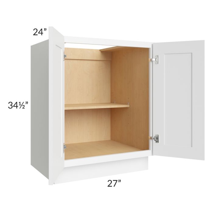 Brilliant White Shaker 27" Full Height Door Base Cabinet