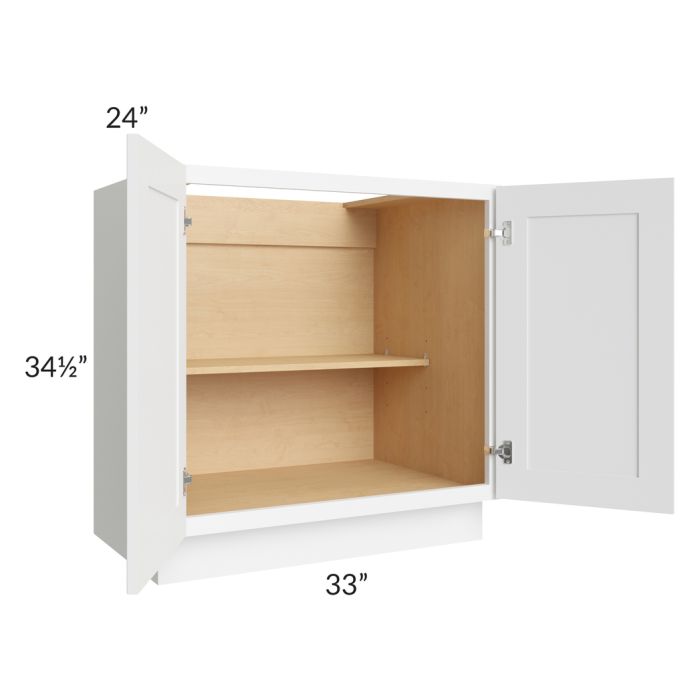Brilliant White Shaker 33" Full Height Door Base Cabinet