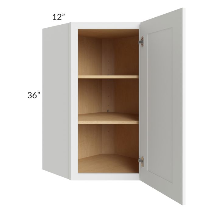 Brilliant White Shaker 24x36 Wall Diagonal Corner Cabinet 