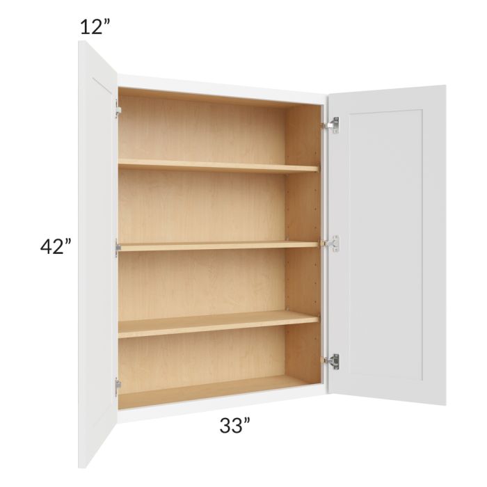 Brilliant White Shaker 33x42 Wall Cabinet