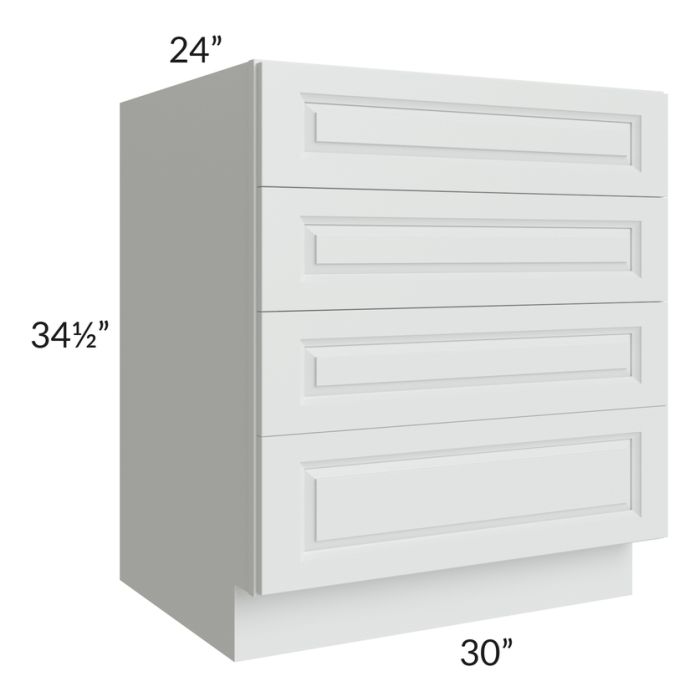Lakewood White 30" 4-Drawer Base Cabinet