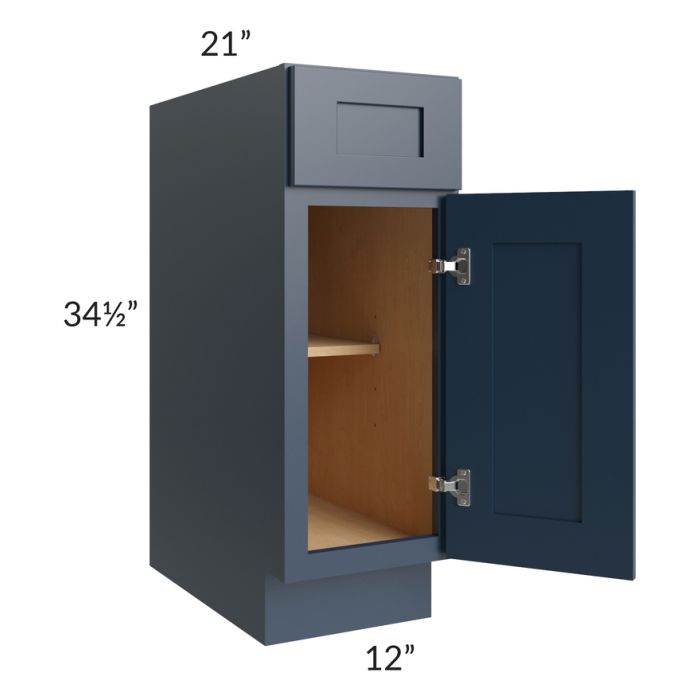 Midtown Blue Shaker 12" Vanity Base Cabinet