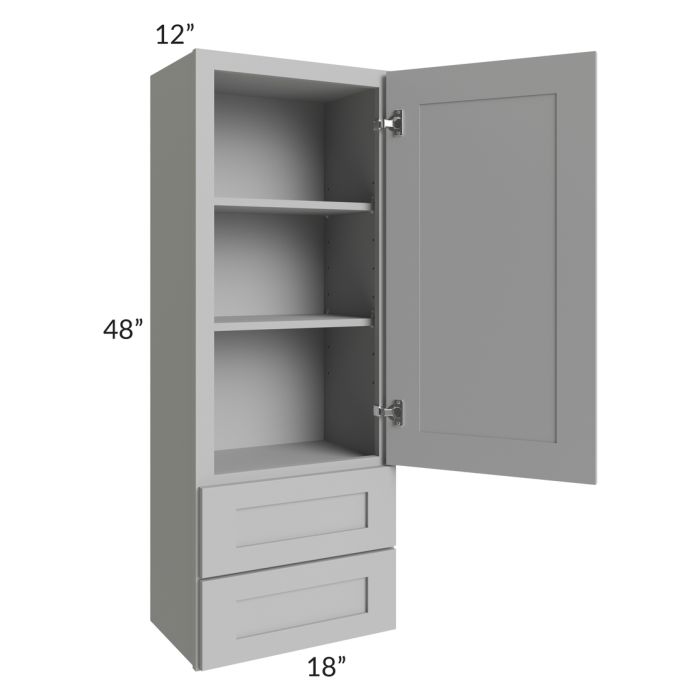Dove Grey Shaker 18x48 Wall Cabinet With Drawers