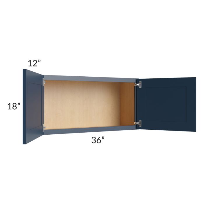 Midtown Blue Shaker 36x18 Wall Cabinet