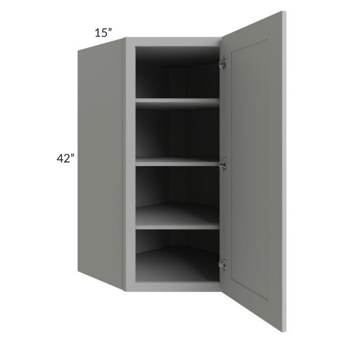 Dove Grey Shaker 27x42x15 Wall Diagonal Corner Cabinet