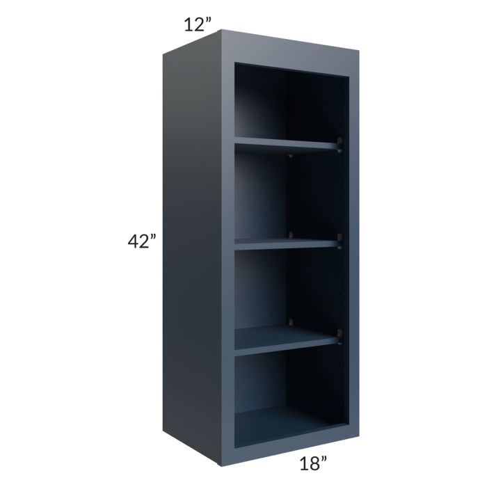 Midtown Blue Shaker 18x42 Wall Open Shelf Cabinet