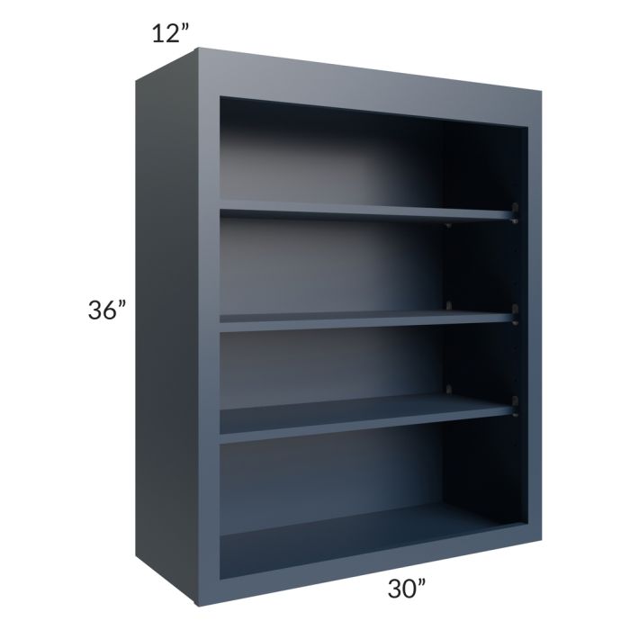 Midtown Blue Shaker 30x36 Wall Open Shelf Cabinet