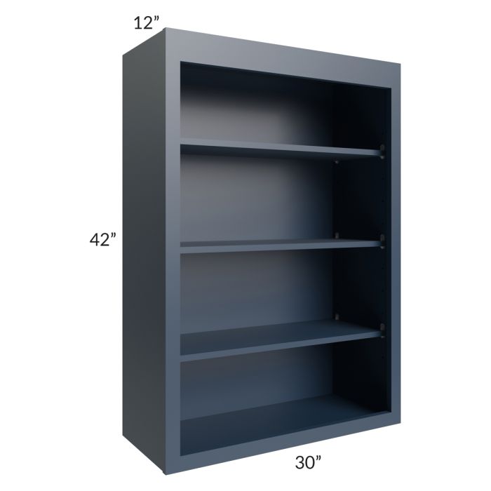 Midtown Blue Shaker 30x42 Wall Open Shelf Cabinet
