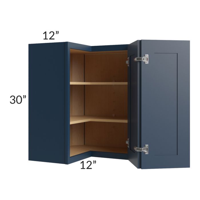 Midtown Blue Shaker 24x30 Square Corner Wall Cabinet