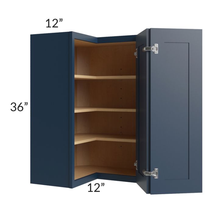Midtown Blue Shaker 24x36 Square Corner Wall Cabinet