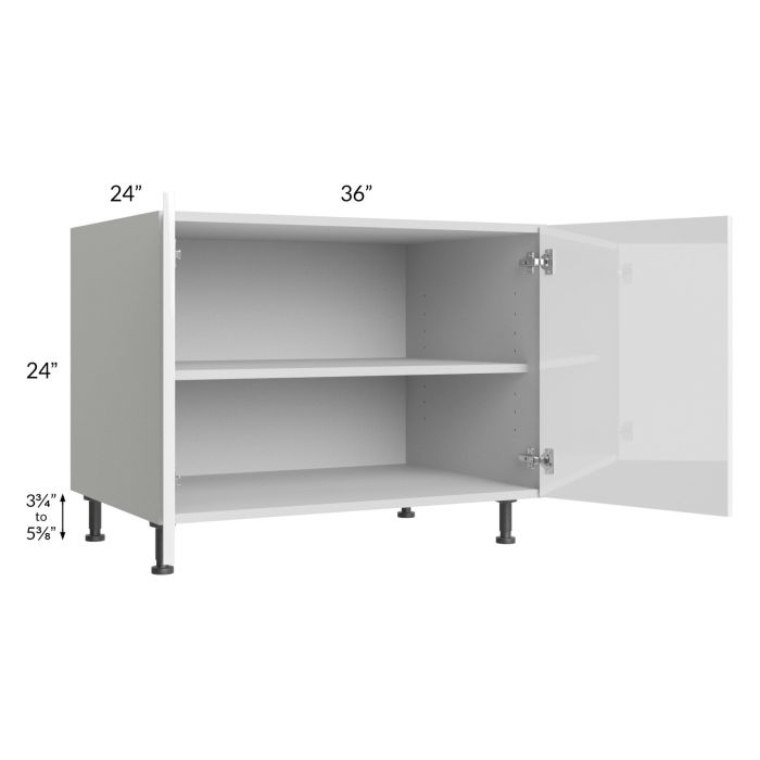 Milan White Gloss 36" 2-Door Range Top Base Cabinet