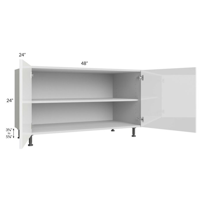 Milan White Gloss 48" 2-Door Range Top Base Cabinet