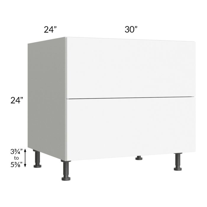 Milan White Matte 30" 2-Drawer Range Top Base Cabinet