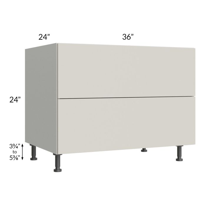 Milan Beige Matte 36" 2-Drawer Range Top Base Cabinet