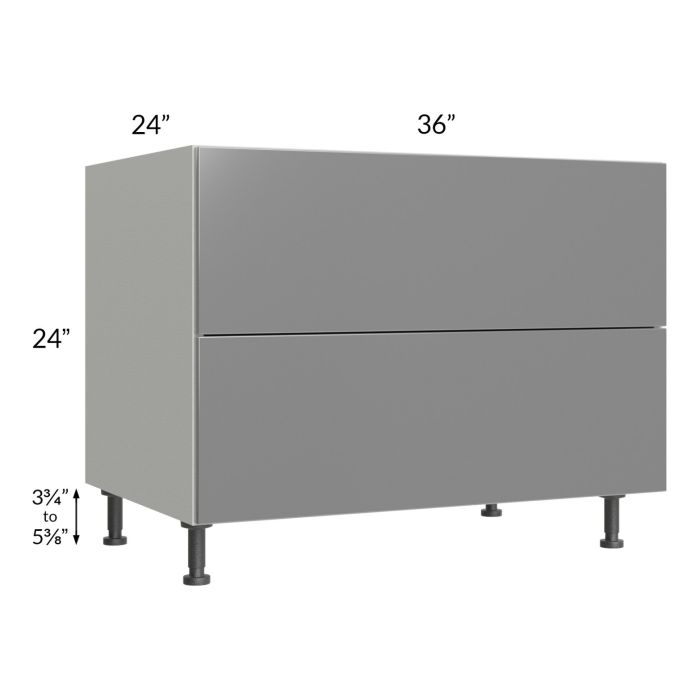 Milan Grey Gloss 36" 2-Drawer Range Top Base Cabinet