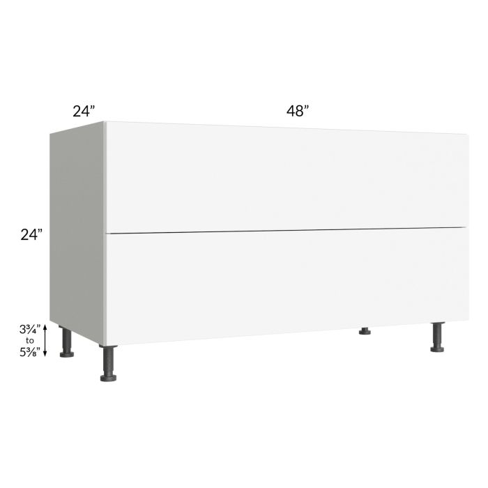Milan White Matte 48" 2-Drawer Range Top Base Cabinet