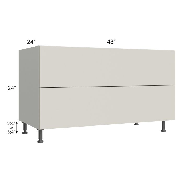 Milan Beige Matte 48" 2-Drawer Range Top Base Cabinet