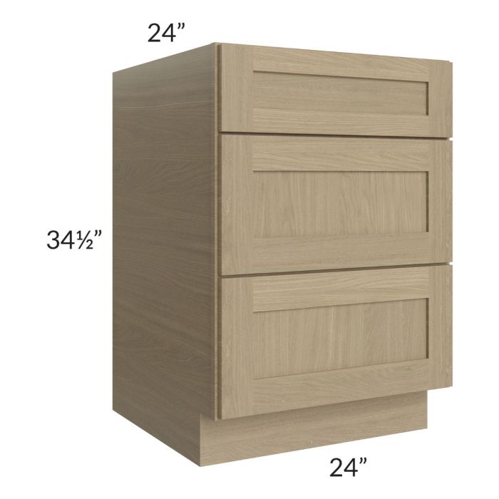 Royal Natural Shaker 24" 3-Drawer Base Cabinet