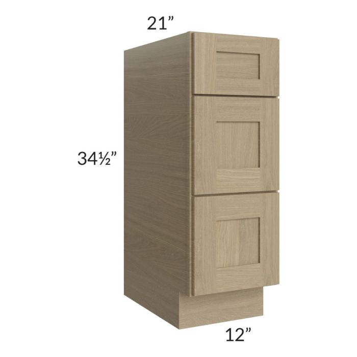 Royal Natural Shaker 12" Vanity Drawer Base Cabinet