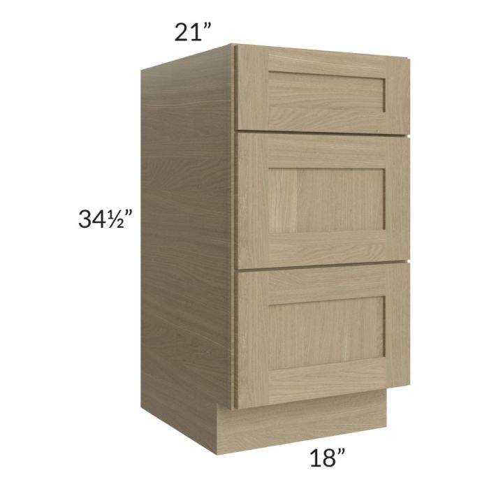 Royal Natural Shaker 18" Vanity Drawer Base Cabinet