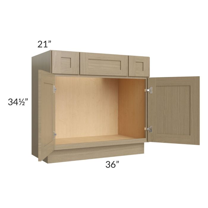 Royal Natural Shaker 36" Vanity Sink Base Cabinet with Drawers