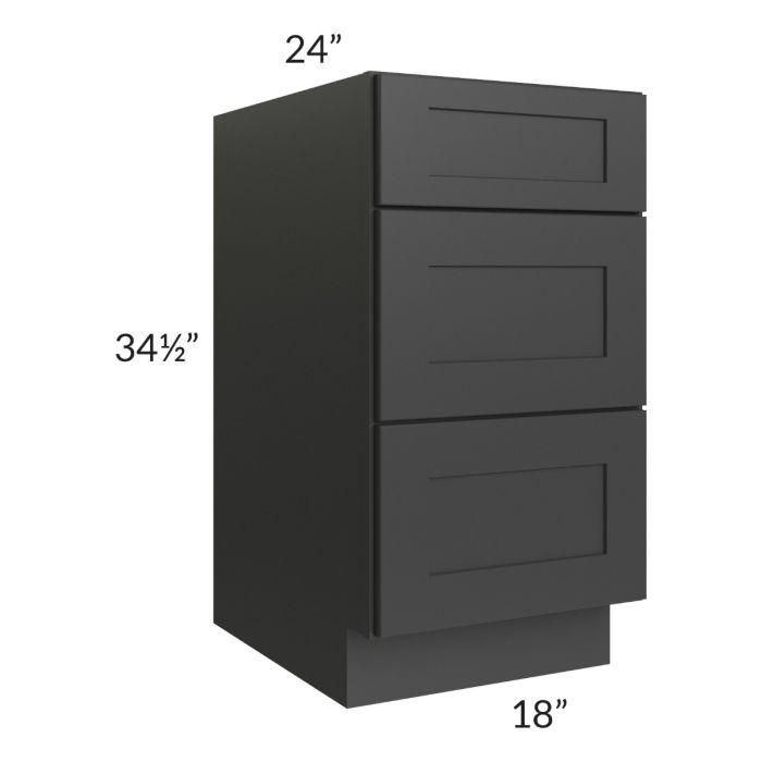 Madison Black Shaker 18" 3-Drawer Base Cabinet