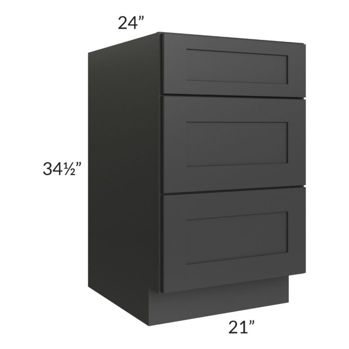 Madison Black Shaker 21" 3-Drawer Base Cabinet