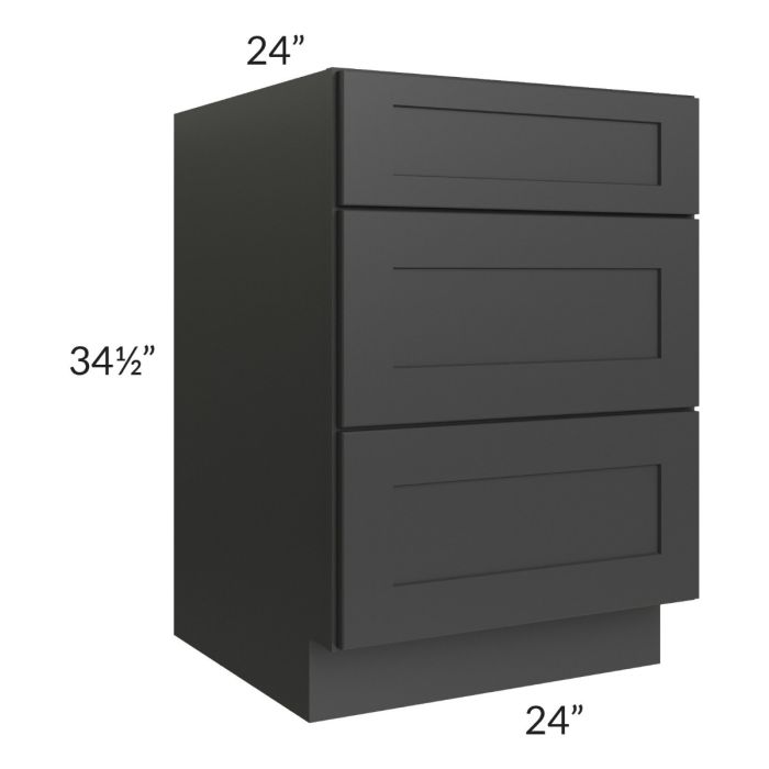 Madison Black Shaker 24" 3-Drawer Base Cabinet