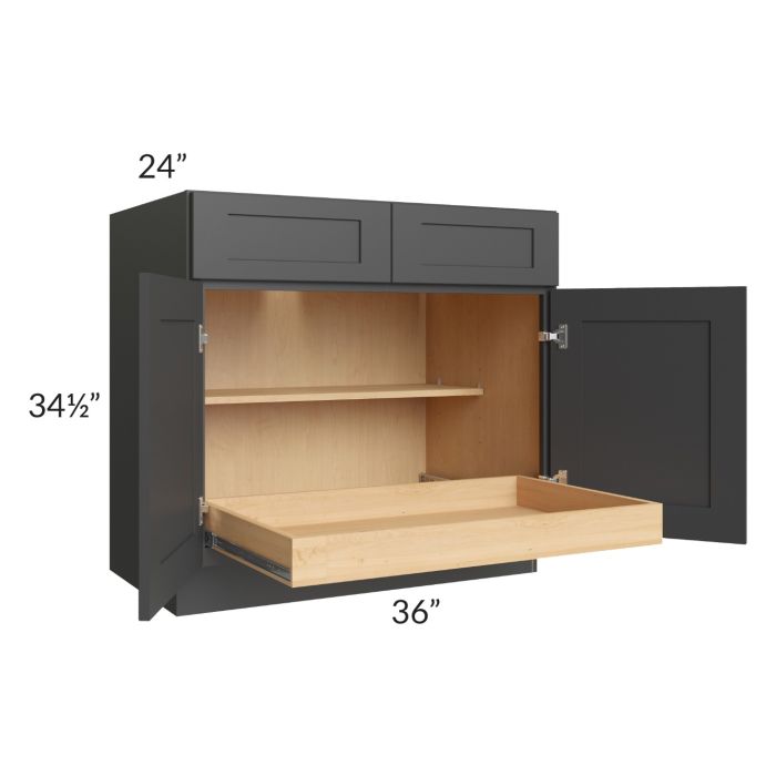 Madison Black Shaker 36" Base Cabinet with 1 Rollout Tray