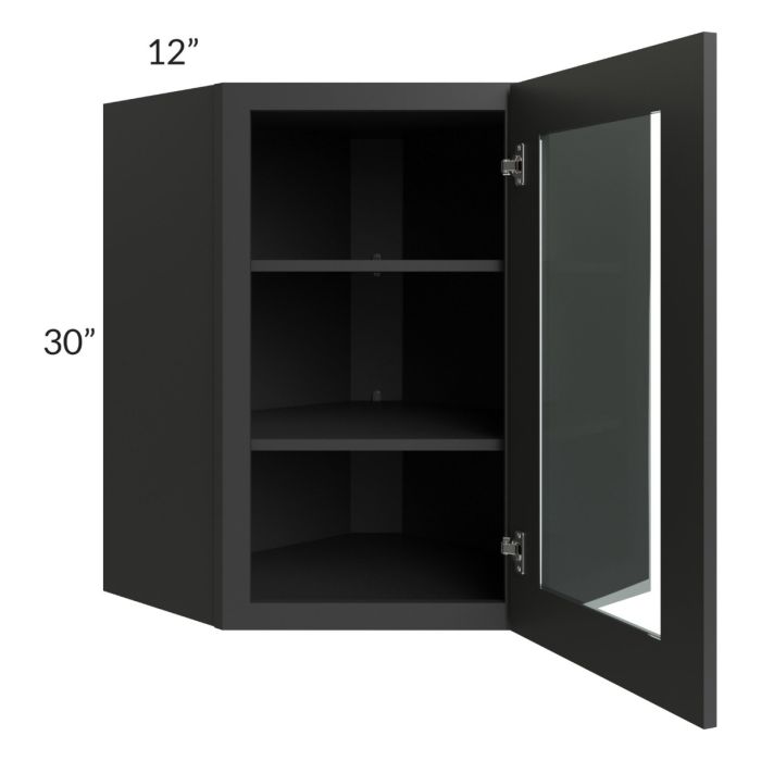 Madison Black Shaker 24x30 Wall Diagonal Corner Cabinet (Prepped for Glass Doors)
