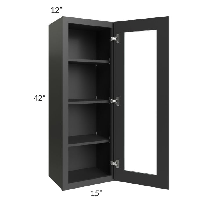 Madison Black Shaker 15x42 Wall Glass Door Cabinet (Prepped for Glass Doors)