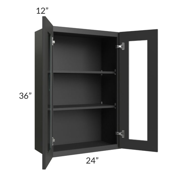 Madison Black Shaker 24x36 Wall Glass Door Cabinet (Prepped for Glass Doors)