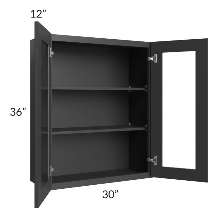 Madison Black Shaker 30x36 Wall Glass Door Cabinet (Prepped for Glass Doors)