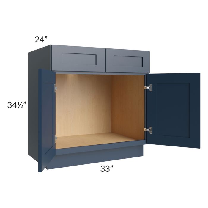 Midtown Blue Shaker 33" Sink Base Cabinet