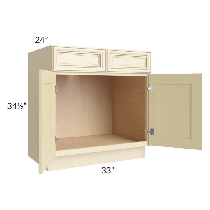 Phoenix Cream Glaze 33" Sink Base Cabinet
