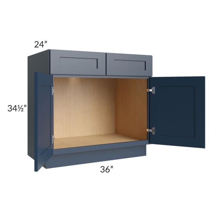 Midtown Blue Shaker 36" Sink Base Cabinet