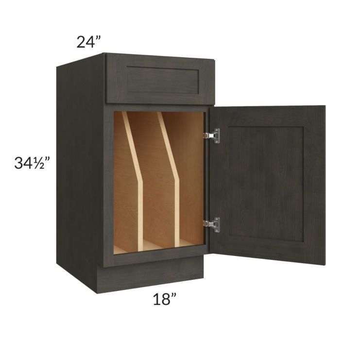 Charcoal Grey Shaker 18" Tray Divider Base Cabinet