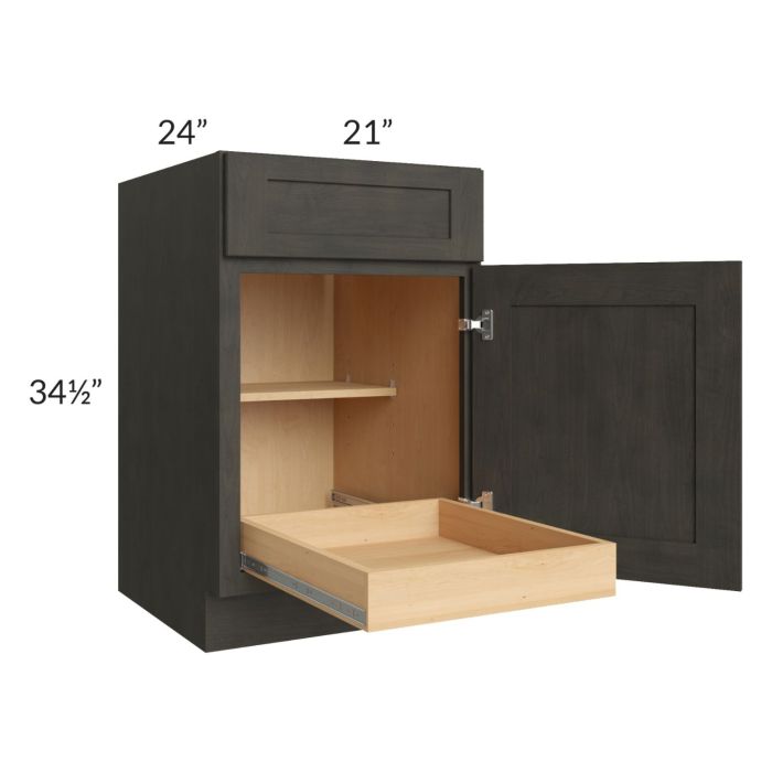 Charcoal Grey Shaker 21" Base Cabinet with 1 Rollout Tray