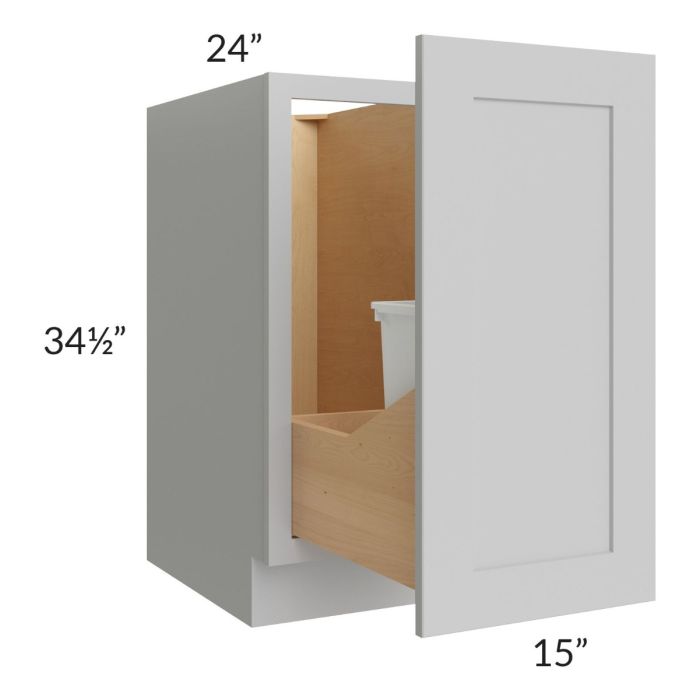 Stone Shaker 15" Full Height Door Base Cabinet with Single Trashcan Pullout