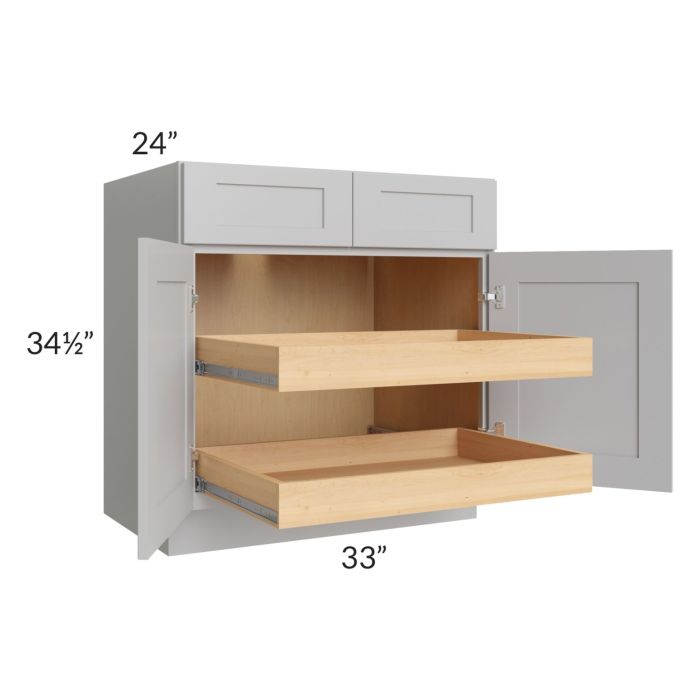 Stone Shaker 33" Base Cabinet with 2 Rollout Trays