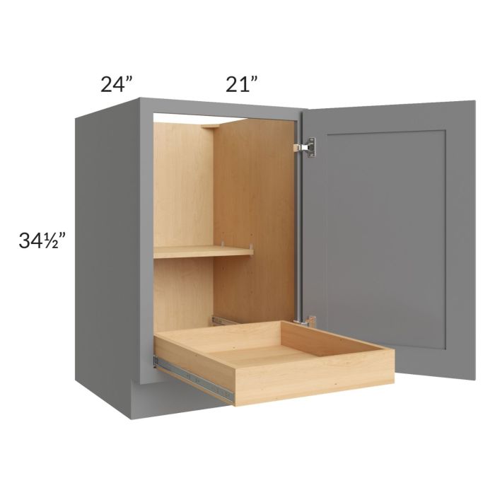 Graphite Grey Shaker 21" Full Height Door Base Cabinet with 1 Rollout Tray