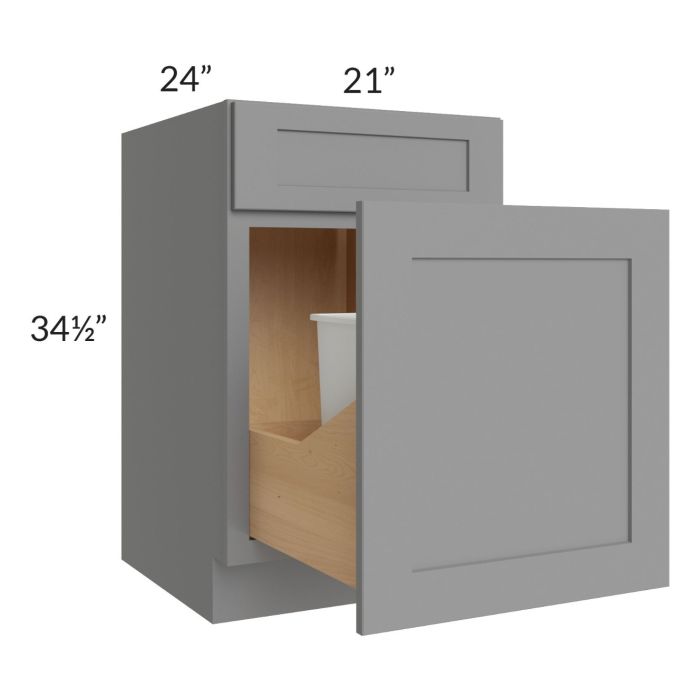 Graphite Grey Shaker 21" Base Cabinet with Double Trashcan Pullout